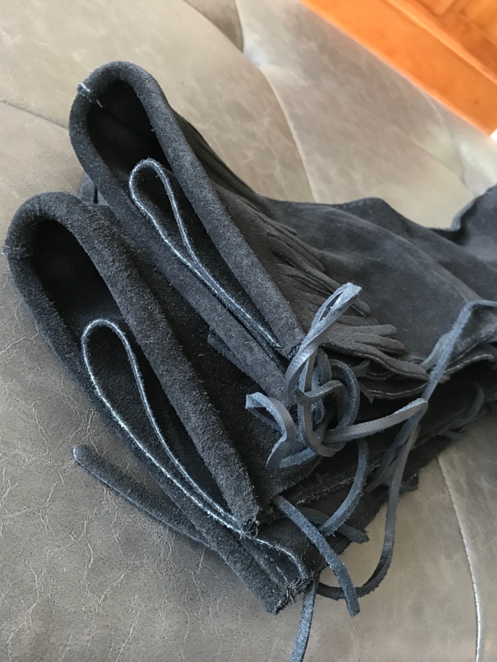 FESTIVAL 🔥 COWBOY CORE 1929 FRINGE KNEE HIGH BLACK SUEDE BOOTS - Picture 13 of 13